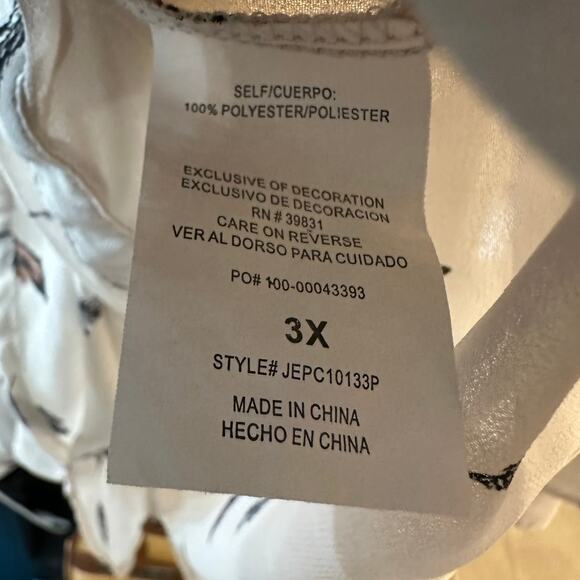 Jolt Sheer Asymmetrical Flowy Feather Blouse Ruffled Collar Drawstring 3X - Picture 5 of 7